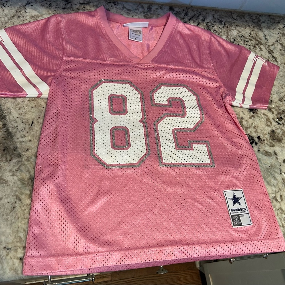 NFL Dallas Cowboy Witten Pink Jersey with White Stripes and Number 82